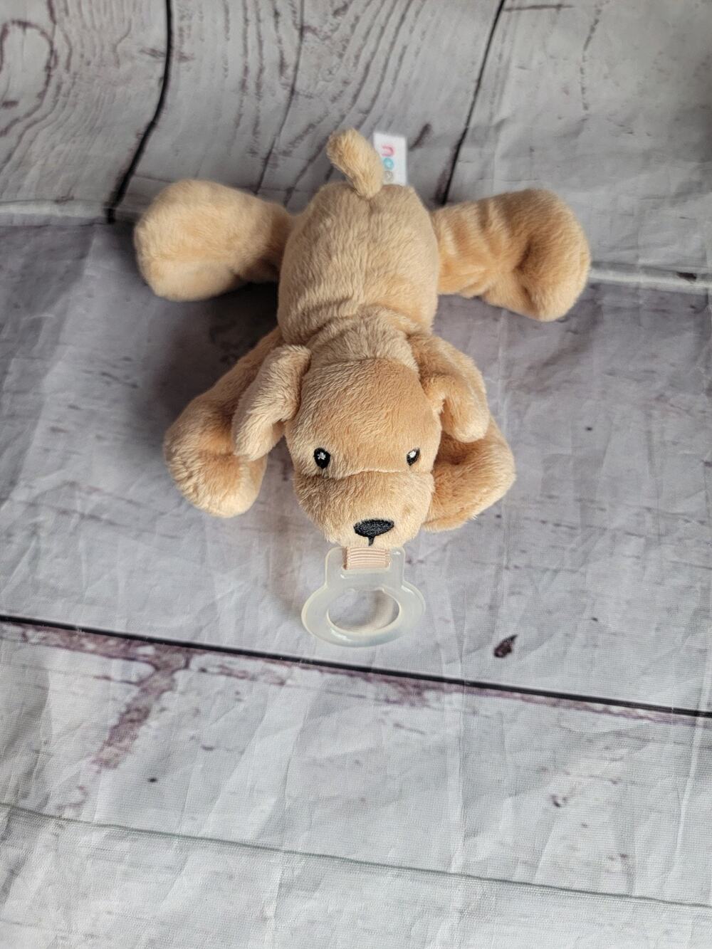 Nookums Golden Retriever Tan Dog Paci-Plushies Pacifier Holder Plush Baby Lovey